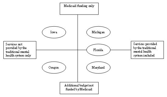 Organizational Chart: Scope of Self-Directed Care for Adults with SMI in Different States