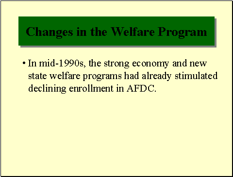 Changes in Welfare Program