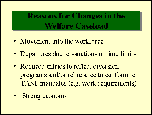 Reasons for Changes in the Welfare Caseload