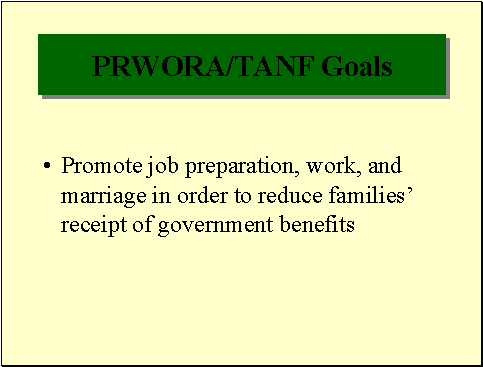 PRWORA/TANF Goals