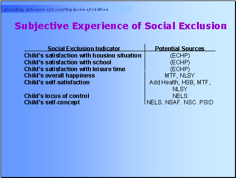 Subjective Experience of Social Exclusion