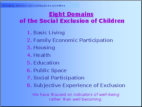 Eight Domains of the Social Exclusion of Children