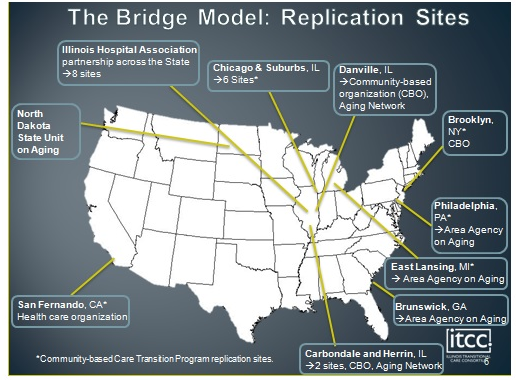 FIGURE H-2. Replication Sites for Bridge Model and Community-Based Care Transition Program Sites