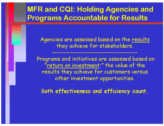 MFR and CQI: Holding Agencies and Programs Accountable for Results