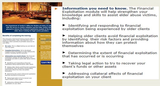 Screen shot of the Office for Victims of Crime website, Training and Technical Assistance page.