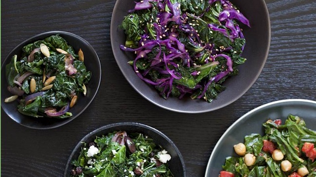 Photo of bowls of different salads.