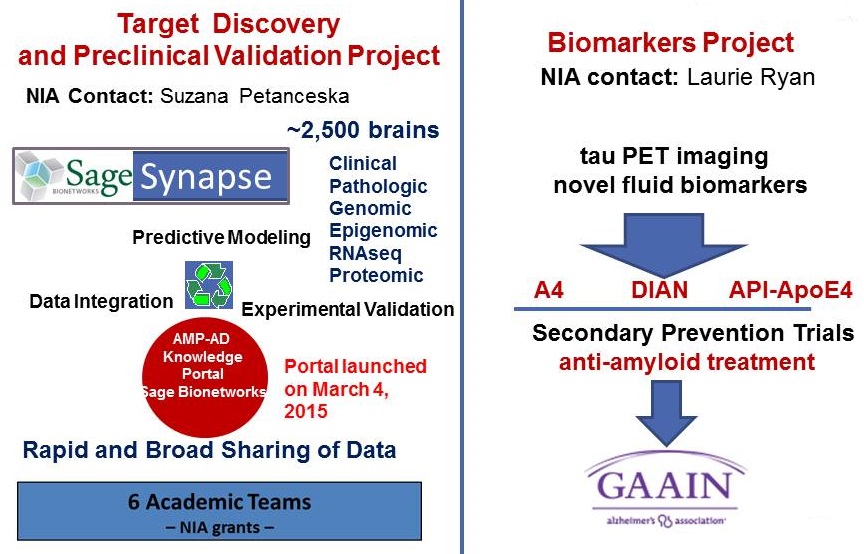 Complicated diagram discussing the Target Discovery and Preclinical Validation Project, and the Biomarkers Project. Listen to session video for explanation.