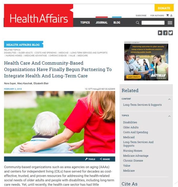 Health Affairs website screen shot.