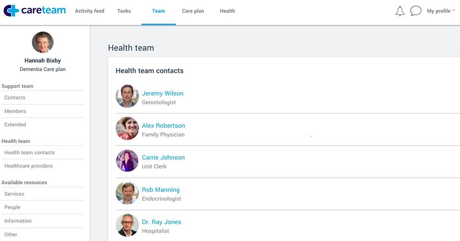 Screen shot of Careteam Health Team