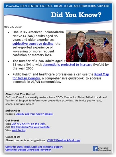 Screen shot of CDC Did You Know newsletter.