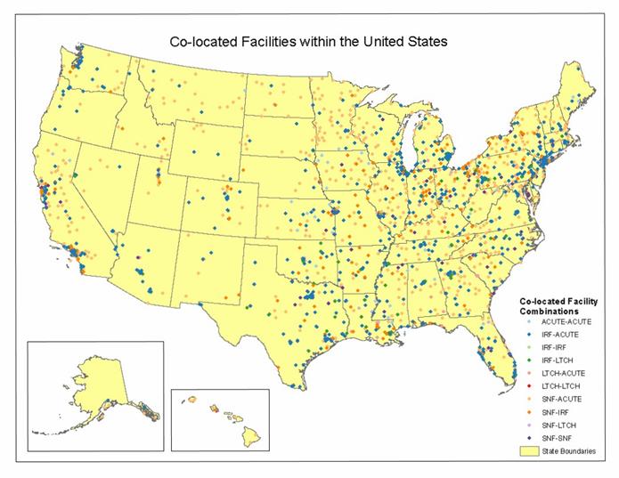 Country-wide map of Co-located Facility Combinations
