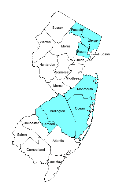 Figure 4-1 New Jersey Counties Participating as Evaluation
