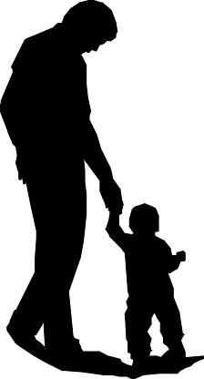 Silhouette of father and child