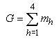 The sum from h=1 to h=4 of m sub h.