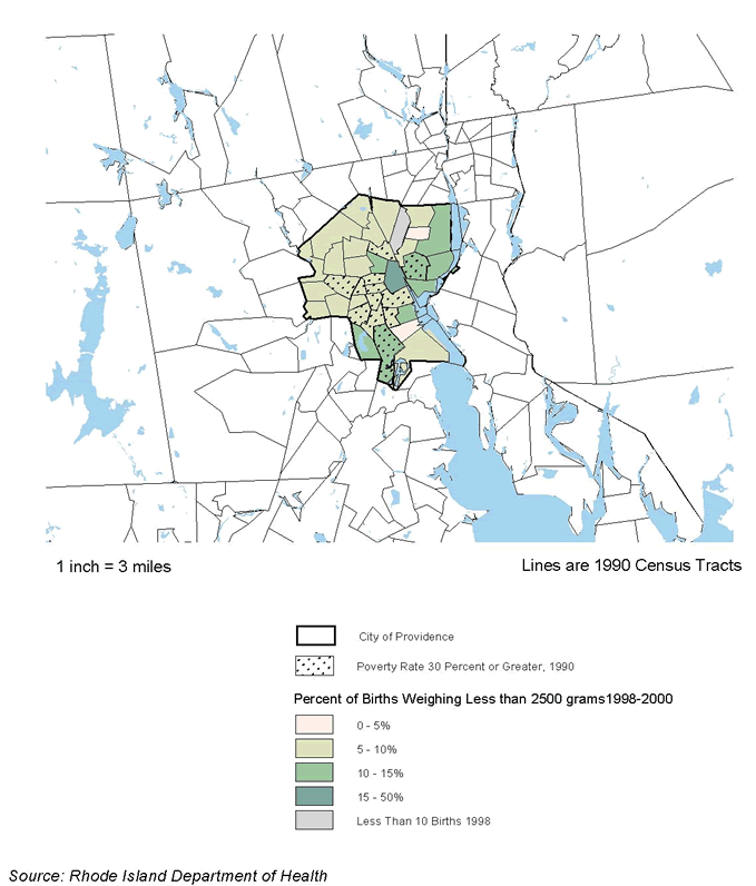 Figure 9.10: Providence, RI. Low Birthweight Rates 1998-2000