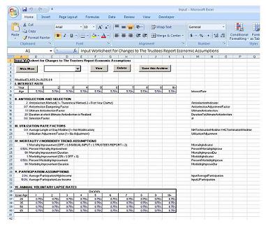 Screen shot of model worksheet.