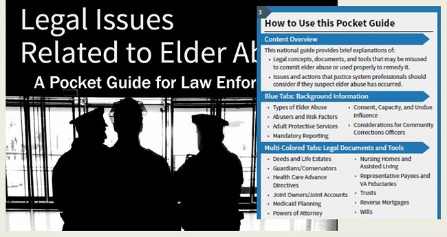 Screen shot of the Bureau of Justice Assistance website, Legal Issues Related to Elder Abuse: A Pocket Guide for Law Enforcement.