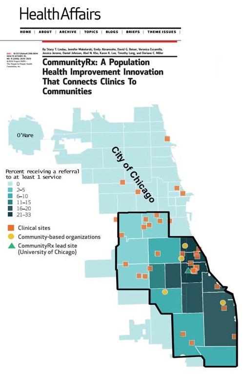 Chicago Map showing CommunityRX sites.