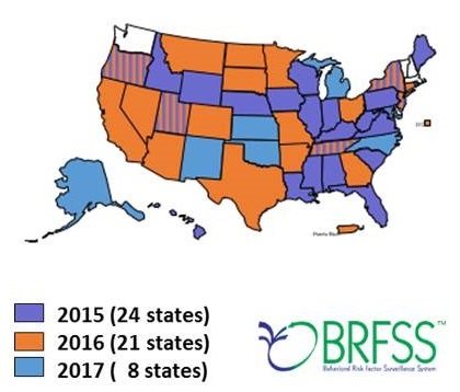 USA Map: 2015 (24 states); 2016 (21 states); 2017 (8 states).