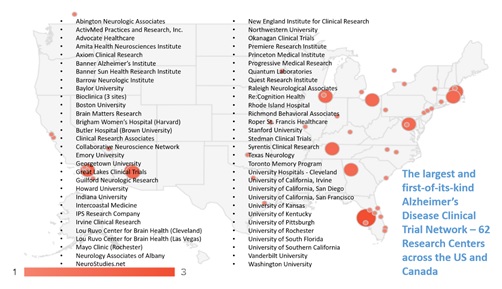 List of Alzheimer's Disease Clinical Trial Network Research Centers.