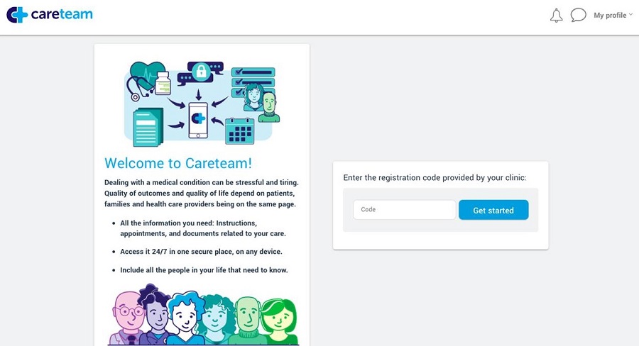 Screen shot of Careteam Portal Log In