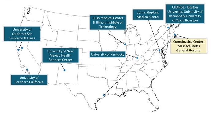 United States Map pointing to 8 initiative centers.
